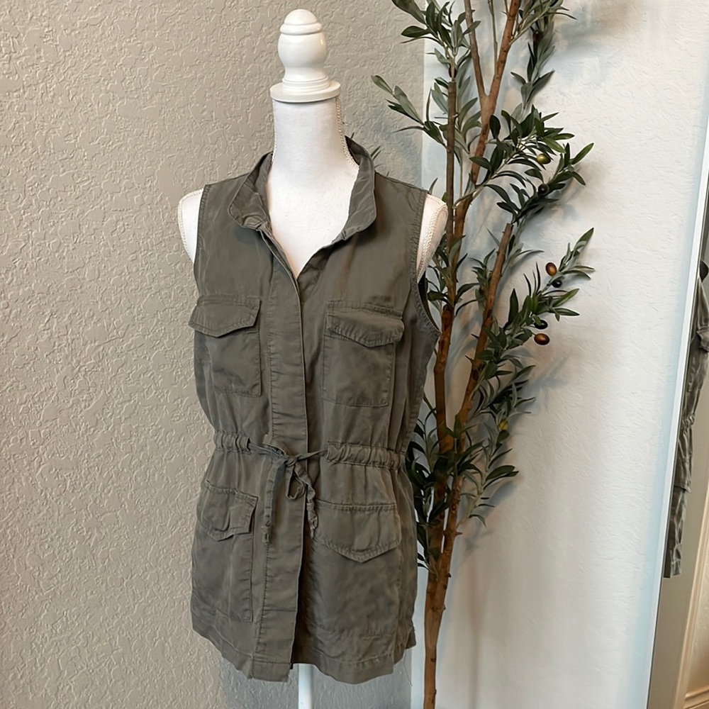 Vintage Y2K Faded Glory Distressed Sleeveless Utility Cargo Style Vest Size S - Picture 2 of 5